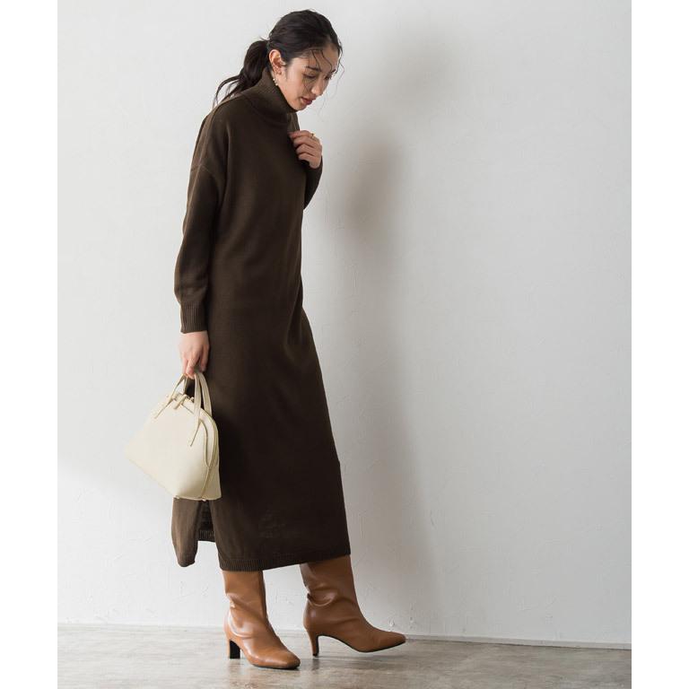 新品　かぐれ　ヘアリーウールタートルネックワンピース　ロングワンピース　ニット 大人気♪かぐれ ヘアリー ウール タートルネック ニット