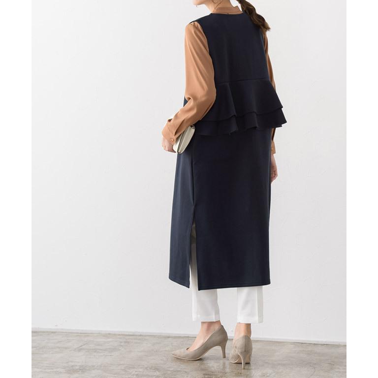 ジレ ロングベスト フリル フレア ボンディング レディース B1910 0198 Pierrot ピエロ 通販 Yahoo ショッピング
