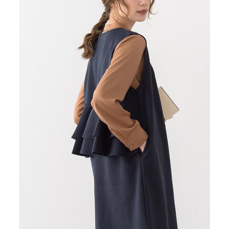 ジレ ロングベスト フリル フレア ボンディング レディース B1910 0198 Pierrot ピエロ 通販 Yahoo ショッピング