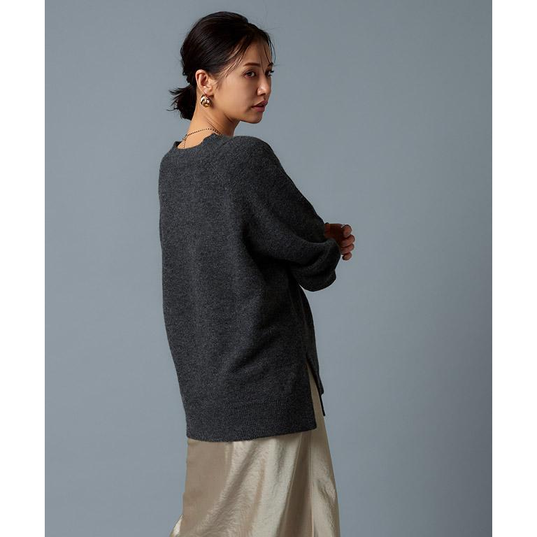 【美品】ドゥロワー モヘヤ ハーフスリーブ ニット グレー クルーネック ふわ RASW (送料無料〜10/6 16：59まで) トップス ニット セーター