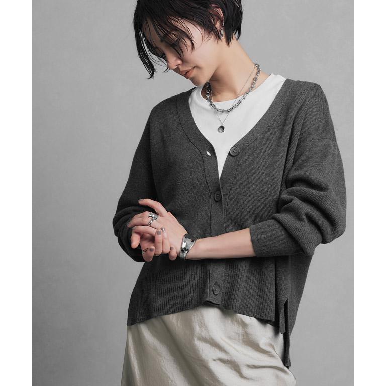 美品✨️D&G シルク100% スカル総柄 ドクロ リブニットカーディガン XL RASW カーディガン ニット 綿シルク ベーシック オフィス ラス