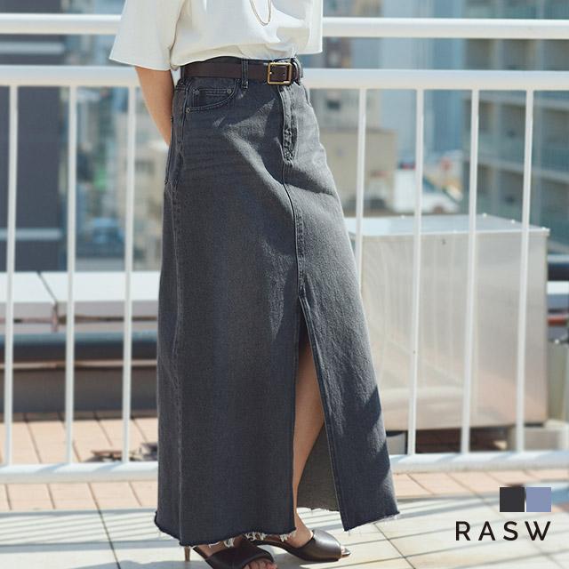 スカート デニムスカート スリット セミフレア レディース RASW