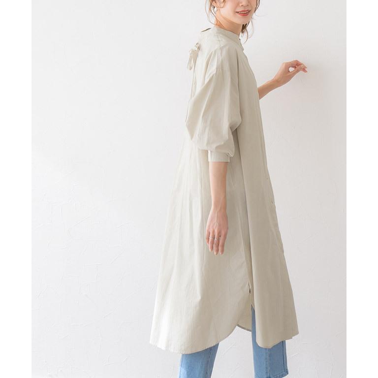 【YAECA】綿100% レギュラーカラー 2wayロングシャツワンピース 白 YAECA】綿100% レギュラーカラー 2wayロングシャツワンピース 白