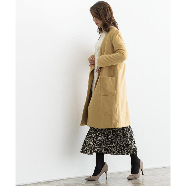 Pierrot（ピエロ） (セール) ノーカラーコート ダブルボタン シャギー