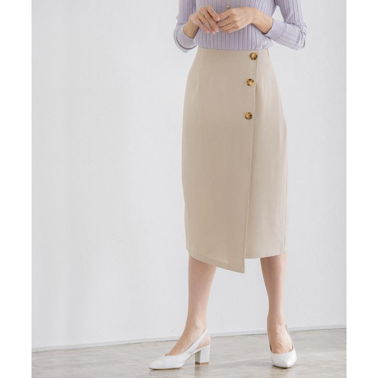 夏sale スカート タイト ラップ風 タイト レーヨン混 ベージュ 春 レディース Md Ks1812 Pierrot ピエロ 通販 Yahoo ショッピング