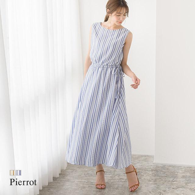 夏sale ワンピース ウエストリボン ノースリーブ レディース Md Ks1904 Pierrot ピエロ 通販 Yahoo ショッピング