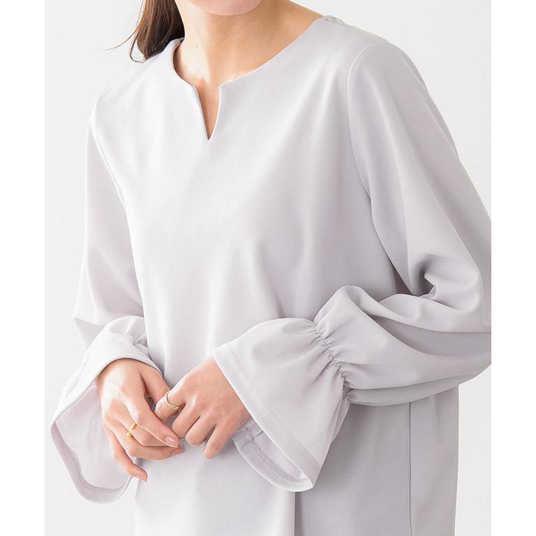 シャツ ブラウス シャツ オフィス 上品 キーネック カットソー 長袖 通勤 フリル レディース tblouse MD｜pierrot-webshop｜25