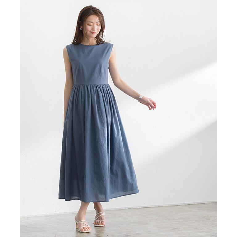 夏sale ワンピース ギャザー フレア ノースリーブ ノースリ 綿混 ロング モカ ラベンダー 上品 きれいめ 夏 レディース Ks2102 Pierrot ピエロ 通販 Yahoo ショッピング