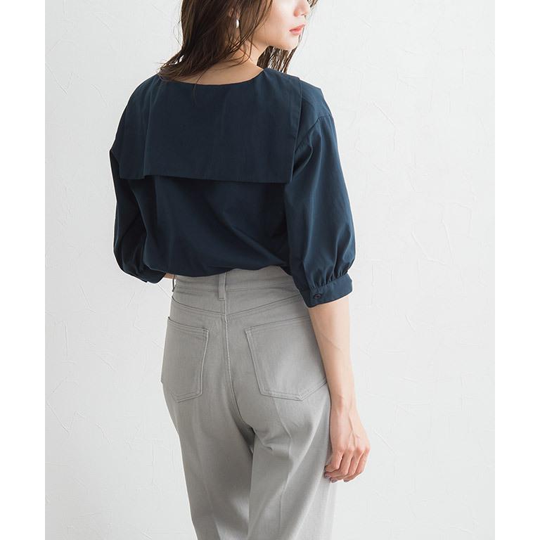 美品✨24年モデル　組曲　フリルブラウス（6）ボリュームスリーブ　紺　ネイビー 美品✨24年モデル 組曲 フリルブラウス（6）ボリュームスリーブ