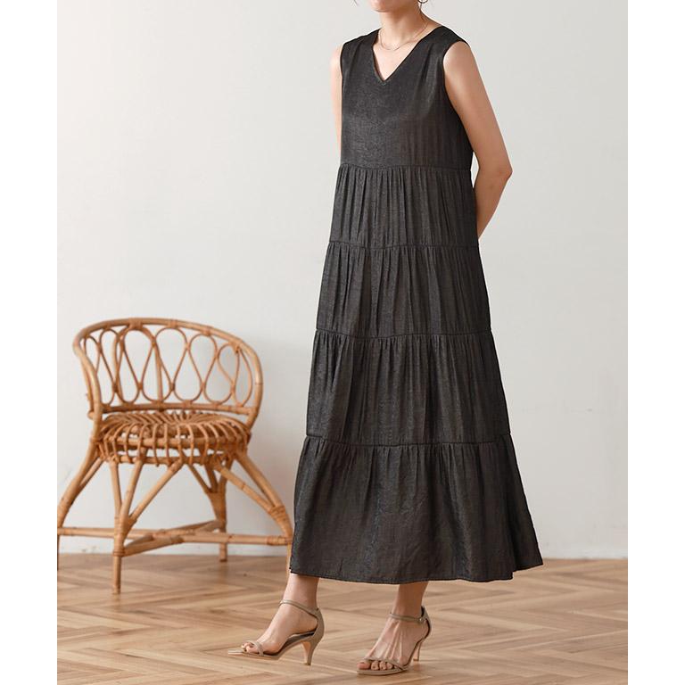 ★送料無料★シルク混✨DAMA collection　Vネック プリント ワンピ PRINTED V-NECK MAXI DRESS プリント柄Vネックマキシワンピース