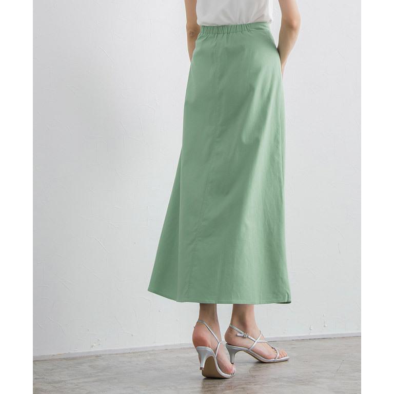 スカート リネン 麻混 フレア セミフレア ロング丈 シンプル 裏地付き  