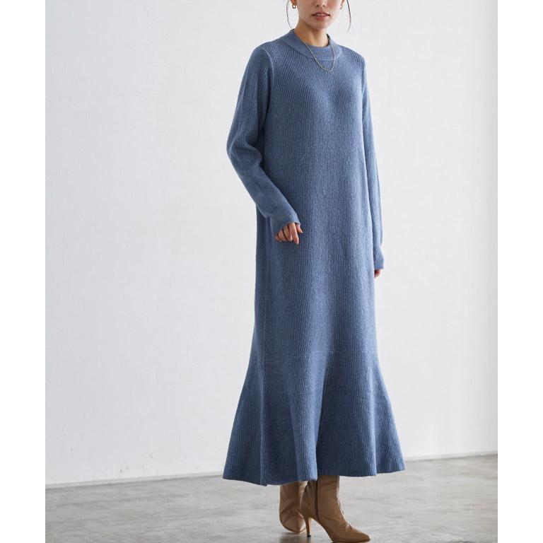 ルネ 異素材ロングニットワンピース ビジュー ウォッシャブル 日本製 近年 楽天市場】ニットワンピース レディース 長袖 フレア ロング