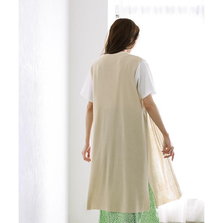 marvelous by Pierrot ベスト ジレ ロング 麻混 リネン ノー