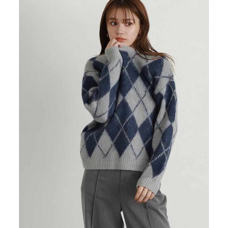 marvelous by Pierrot ニット アーガイル柄 モヘアタッチ