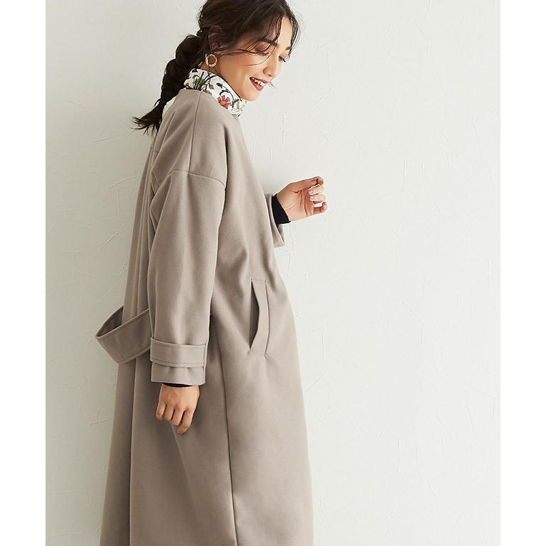 ノーカラーコート ロング アウター バックベルト 無地 レディース 送料無料 Tr1905 0701 Pierrot ピエロ Yahoo 店 通販 Yahoo ショッピング