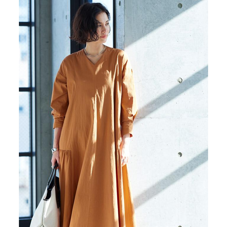 RASW ワンピース ギャザー切り替え ギャザー ワンピ ロング あす