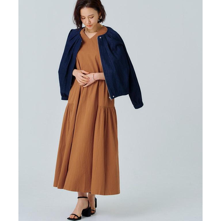 KIRIN　Aワンピ ブラウンＭ RASW ワンピース ギャザー切り替え ギャザー ワンピ ロング あす