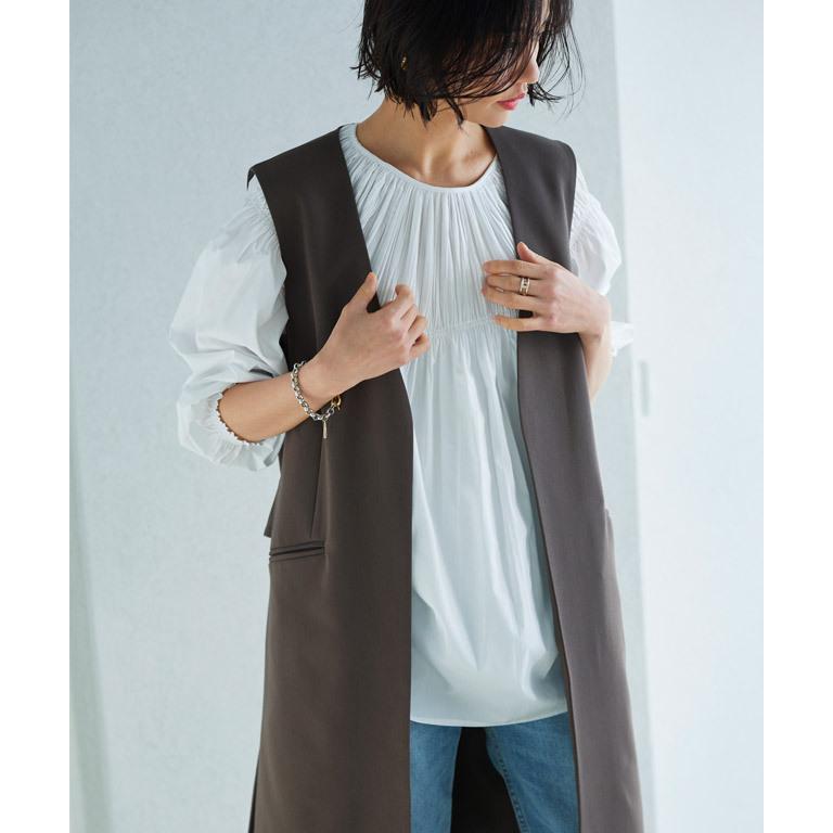 ドゥロワー　ジレ　フリンジ　ロング　コットン　上品　ネイビー　S 楽天市場】drawer ジレの通販