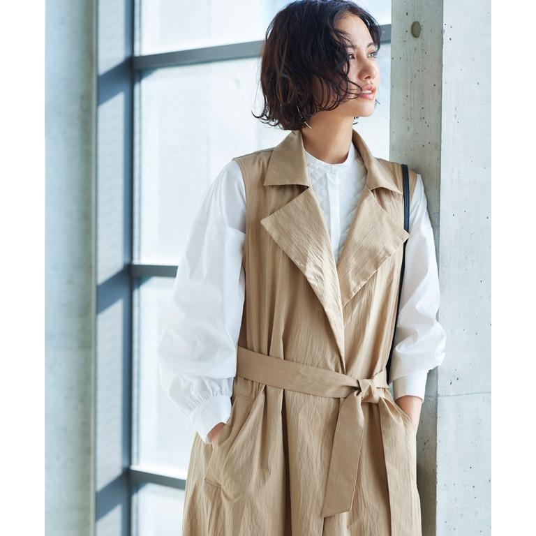 RASW トレンチコート レディース アウター 2way ジレ ロング丈 RASW トレンチコート レディース アウター 2way ジレ ロング丈