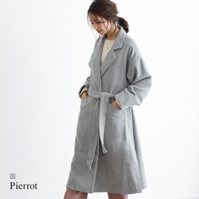 Sale ロングコート ガウン ドロップショルダー ウール混 グレー レディース Yd1903 Pierrot ピエロ 通販 Yahoo ショッピング