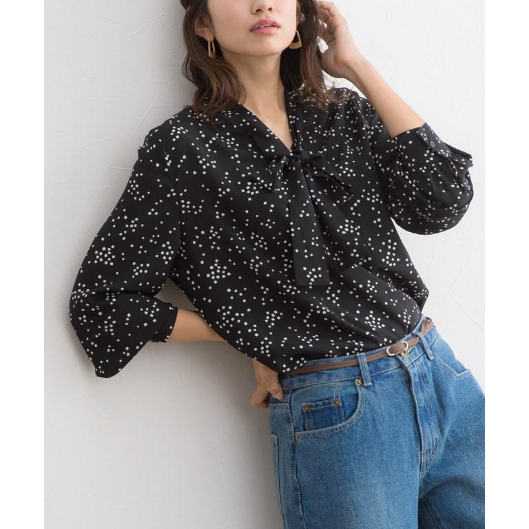 ブラウス シャツ ドット柄 ボリューム袖 タイ付き 長袖 薄手 白 上品 トップス レディース Pierrot Yt1910 Pierrot ピエロ Yahoo 店 通販 Yahoo ショッピング