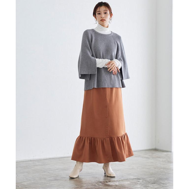 【新品・未使用】かぐれ 2025春夏 ウエストギャザーフレンチプルオーバー marvelous by Pierrot スカート ギャザー フロントボタン フレア