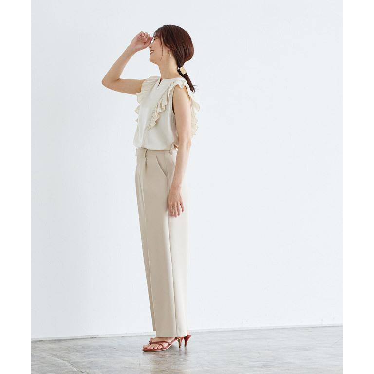 【美品】yori キーネックフリルブラウス　38 yori キーネックフリルブラウス