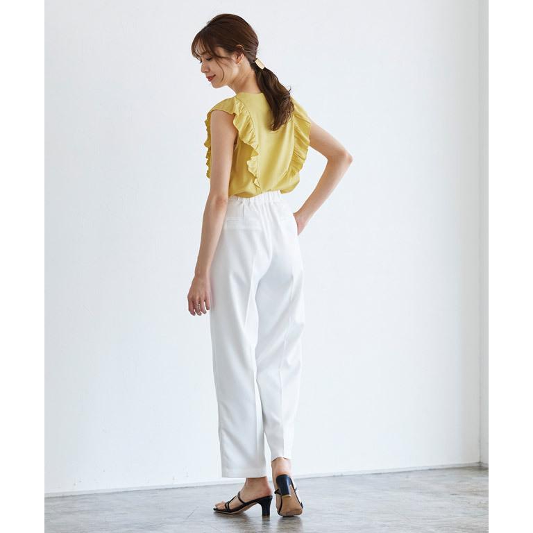 【美品】yori キーネックフリルブラウス　38 yori キーネックフリルブラウス