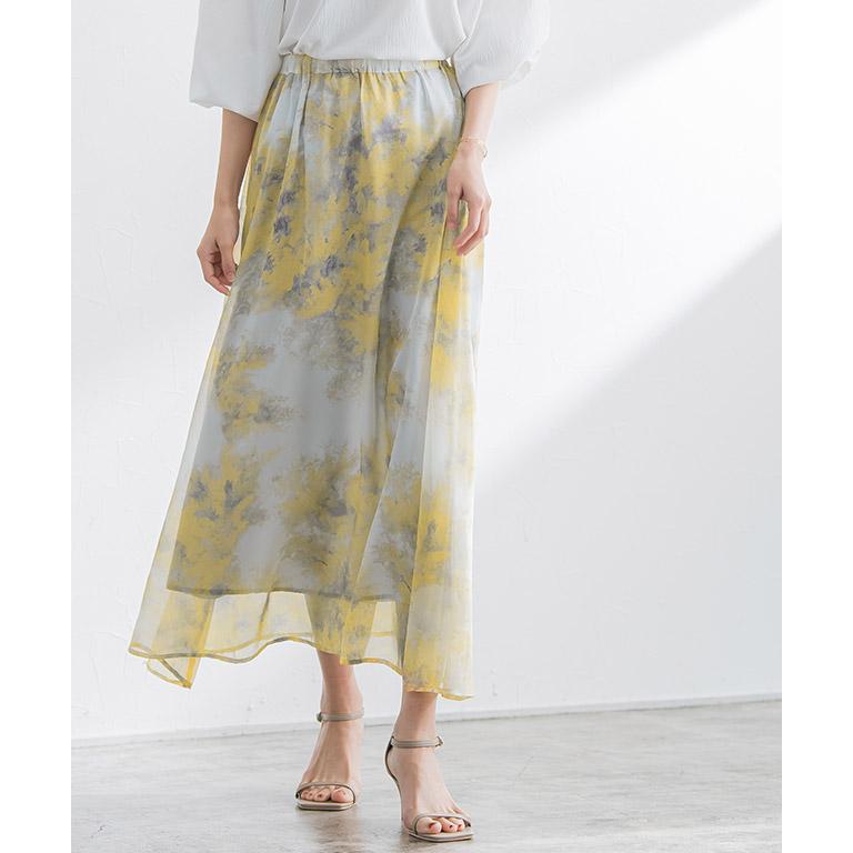 marvelous by Pierrot スカート フレアスカート 水彩 ロングスカート  