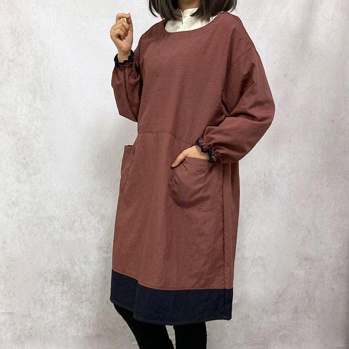 エプロン 割烹着 おしゃれ かぶるだけ かぶり ナイロン ワンピース