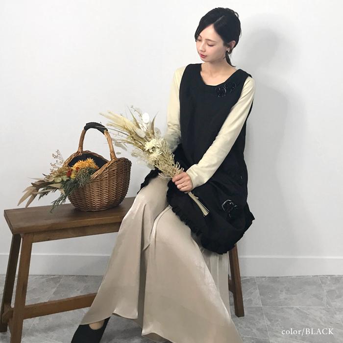 エプロン おしゃれ かぶるだけ 保育士 かぶり 撥水 花モチーフ 暖かい