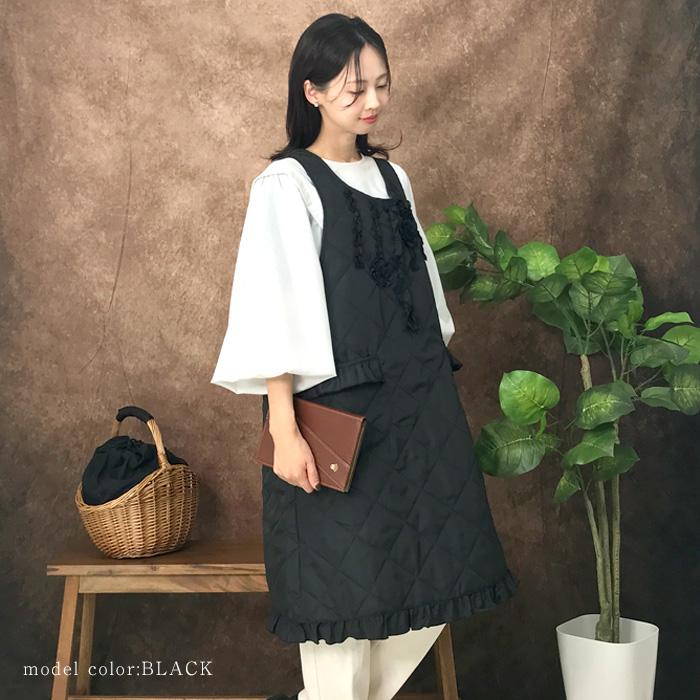エプロン かぶるだけ おしゃれ 保育士 花モチーフ 暖かい あったかい