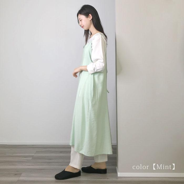 エプロン かぶるだけ おしゃれ 保育士 ワンピース エプロンドレス
