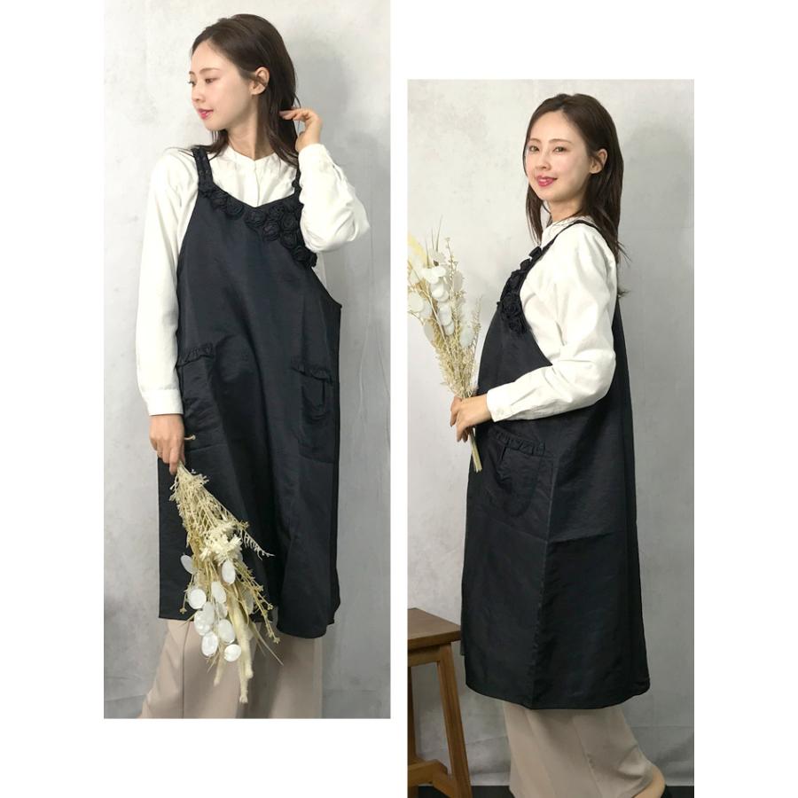 エプロン かぶるだけ おしゃれ 保育士 かぶり 花モチーフ 撥水