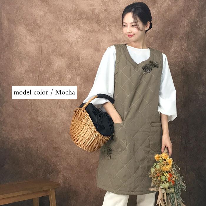 エプロン おしゃれ 保育士 かぶり かぶるだけ 花モチーフ 撥水加工