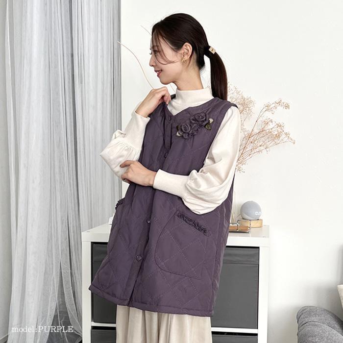 エプロン おしゃれ 保育士 キルティング 前開き 前ボタン 撥水加工