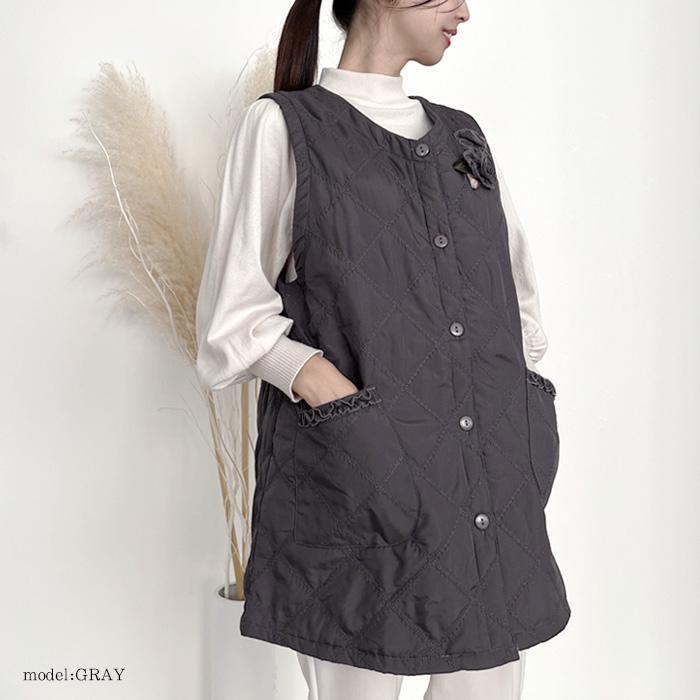 エプロン おしゃれ 保育士 キルティング 前開き 前ボタン 撥水加工