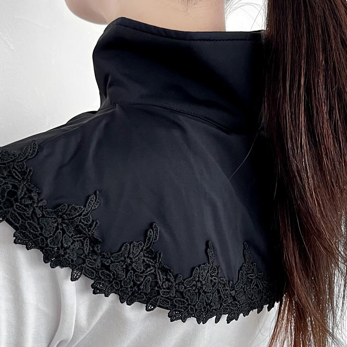 ネッククーラーカバー　黒　ショートフリル　ハンドメイド　熱中症対策　日焼け防止 ネッククーラーカバー 黒 ショートフリル ハンドメイド 熱中症対策