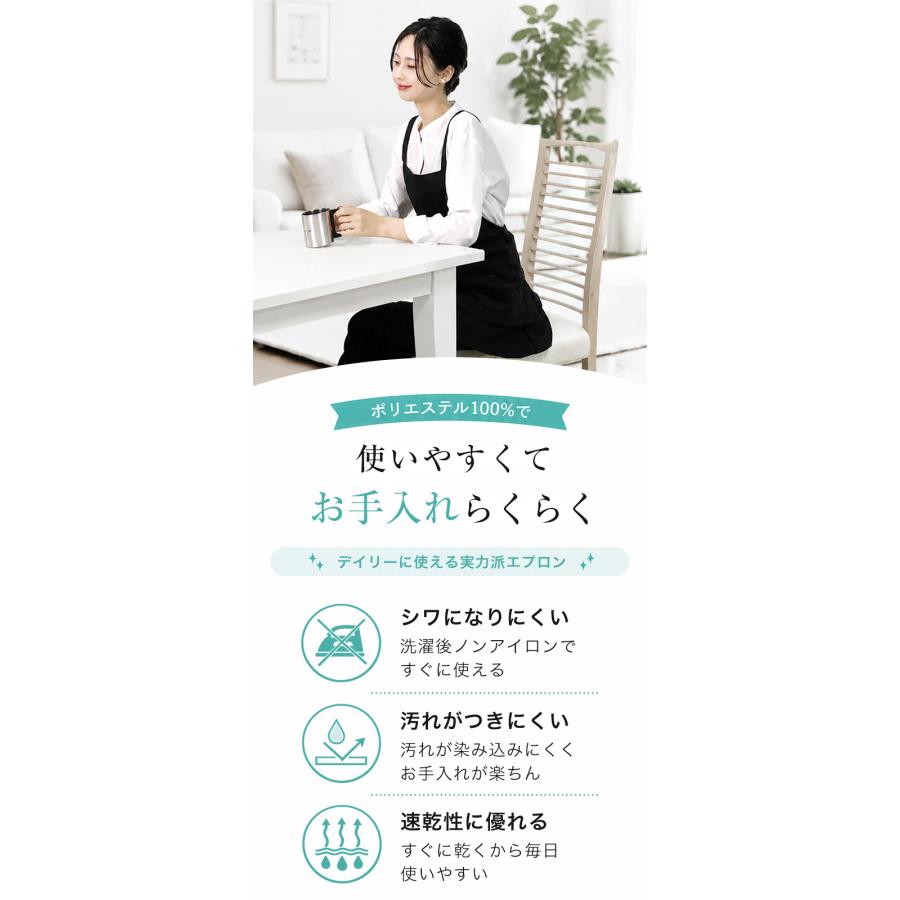 エプロン おしゃれ カフェ ティアード 黒 撥水 ベーシック 2段フリル