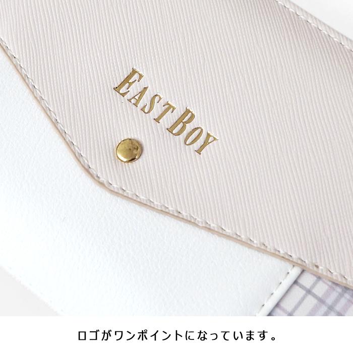 EASTBOY イーストボーイ ロゴ チェック ラウンド 長財布 合皮 