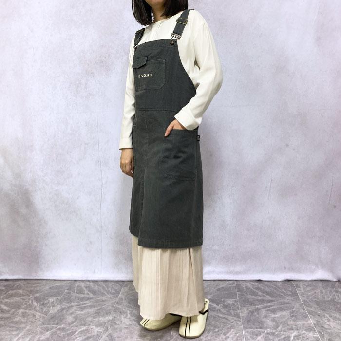 エプロン おしゃれ 保育士 レディース オーバーオール風 デニム風