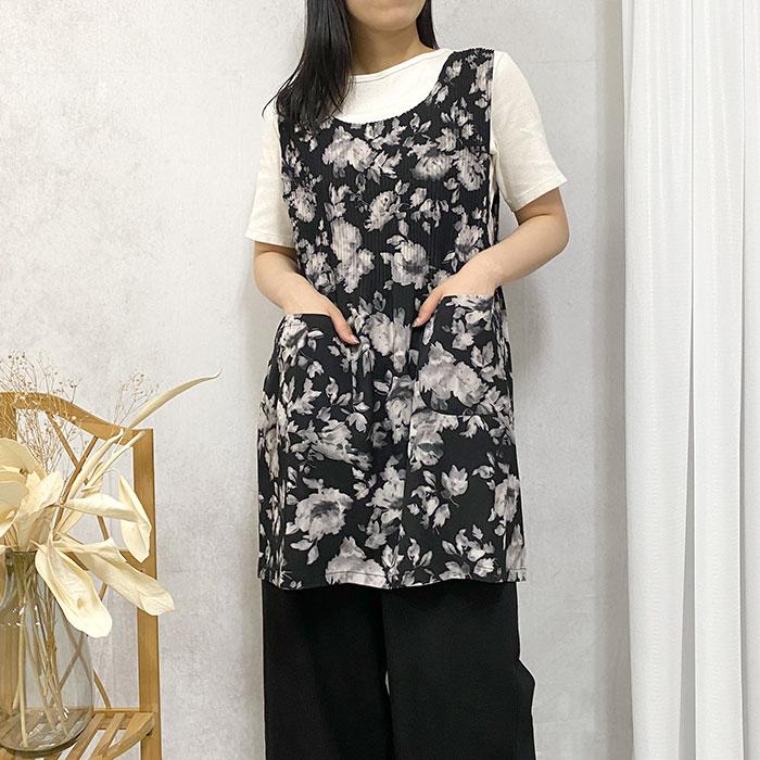エプロン かぶるだけ おしゃれ エプロンワンピース チュニック かぶり