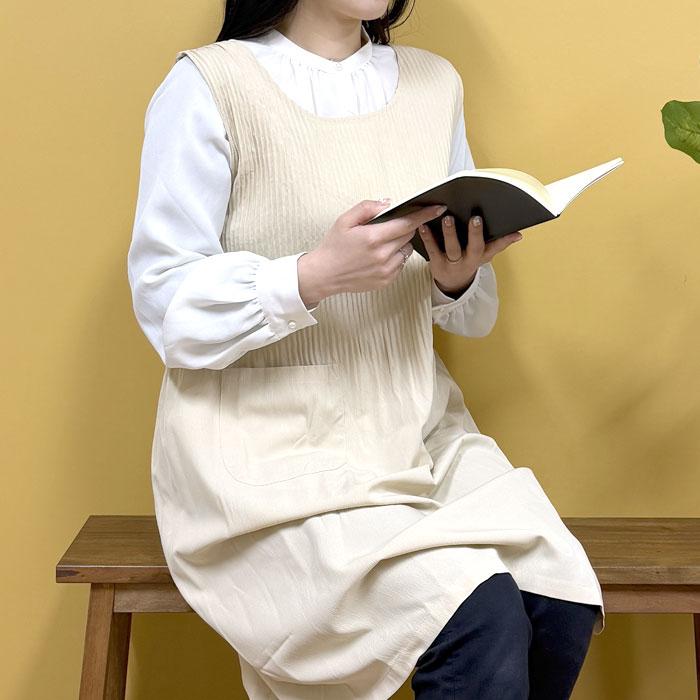 エプロン かぶるだけ おしゃれ 保育士 かぶり エプロンワンピース