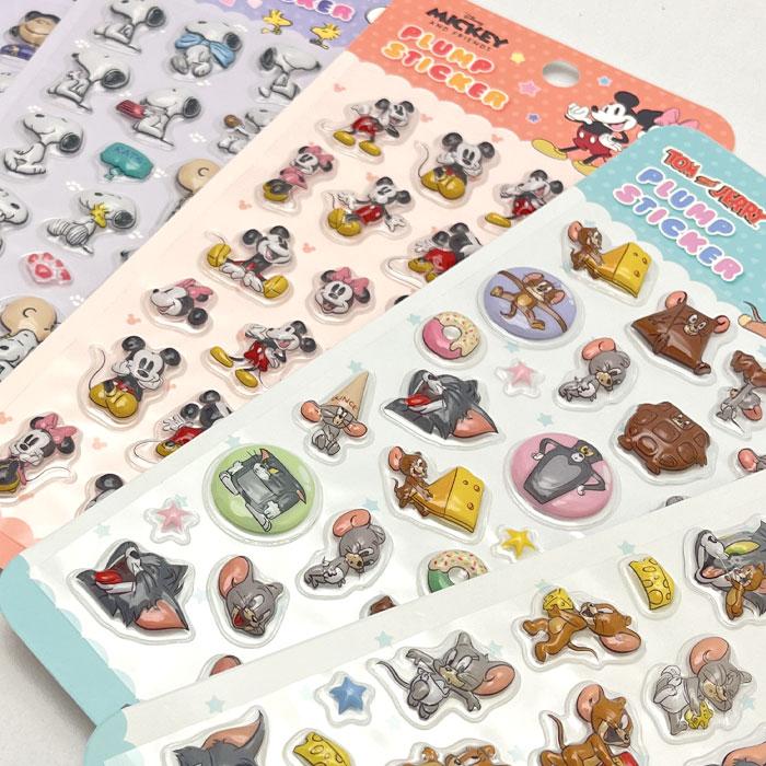 シール 立体シール ぷっくり ミッキー Disney トムジェリ スヌーピー 