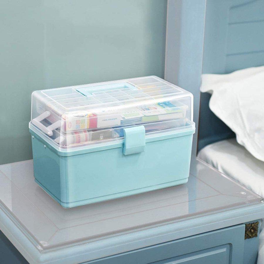 救急箱 薬箱 収納箱 商品 ツールボックス 応急ボックス 多機能収納ケース 3層 携帯 ピンク 小物入れ 取っ手付き 緊急 大容量 薬入れ かわいい 防災