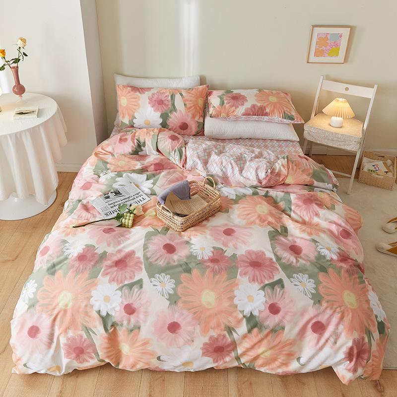 韓国の女の子の心の牧歌的なスタイルの花の綿のベッド4ピースの綿のキルトカバー花の小さな新鮮なシート 【80%OFF!】