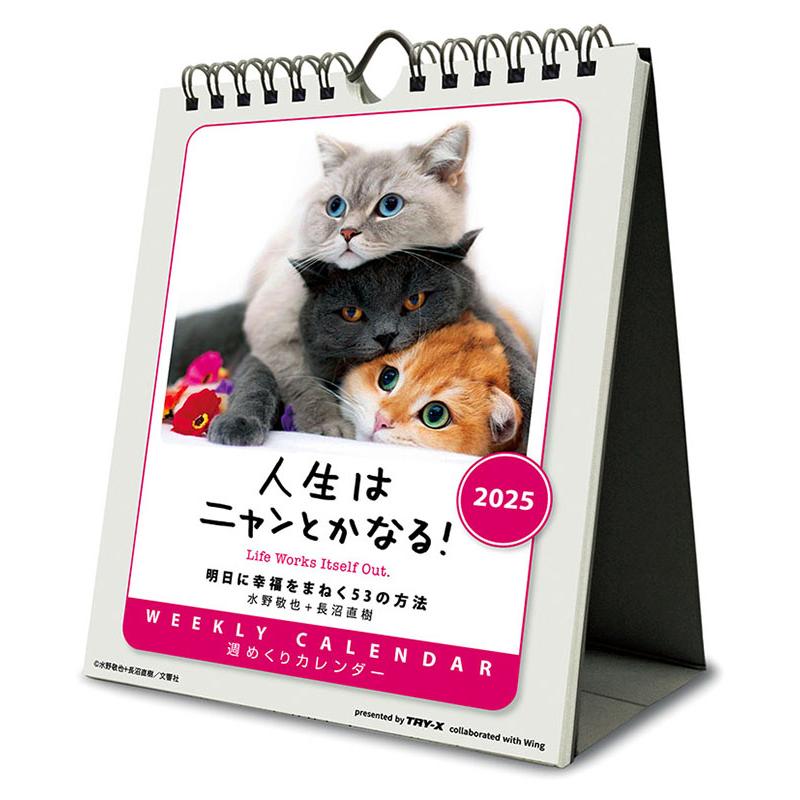 残りわずか!!】人生はニャンとかなる! 卓上/壁掛 2025年カレンダー
