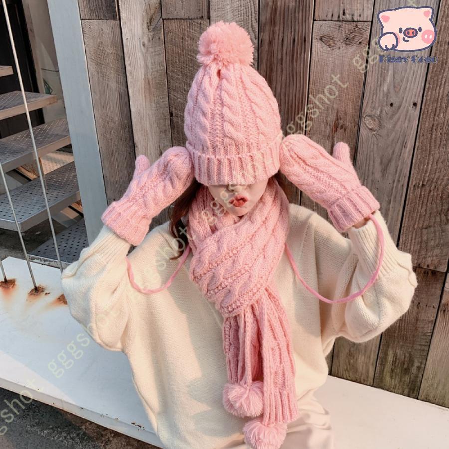 ニット帽子 マフラー 手袋 レディース 3点セット 冬アイテム