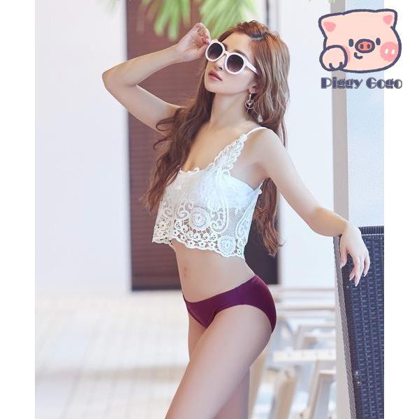 水着 バンドゥ×レースビスチェトップ3点セットビキニ : Piggy 水着 バンドゥ×レースビスチェトップ3点セットビキニ : Piggy
