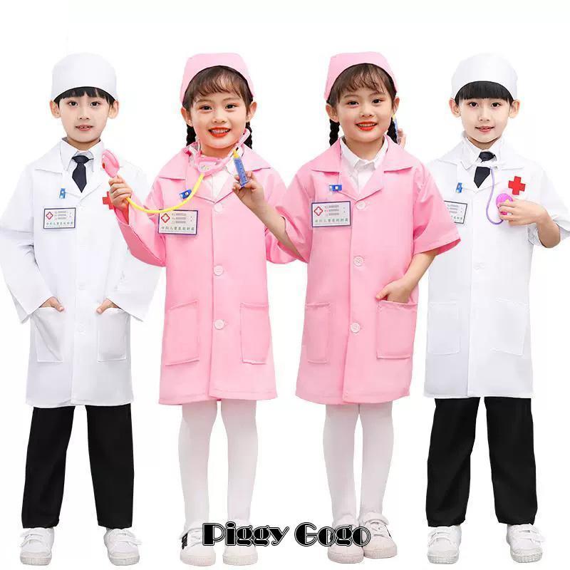 白衣 子供 医者 キッズ 子供用ドクターコート コスプレ お医者さん ナース 看護師 診察衣 児童用 実験衣 実験着 博士 長袖 白 ホワイト ...